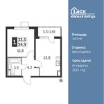 Планировка 1-комнатной квартиры, 34,9 м2