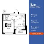 Планировка 1-комнатной квартиры, 38,2 м2