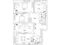 Планировка 4-комнатной квартиры, 104,2 м2