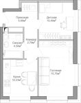 Планировка 2-комнатной квартиры, 51 м2