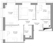 Планировка 3-комнатной квартиры, 67 м2