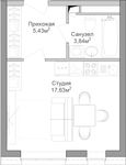 Планировка 1-комнатной квартиры, 27 м2