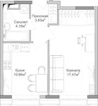 Планировка 1-комнатной квартиры, 37 м2