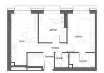 Планировка 2-комнатной квартиры, 58 м2