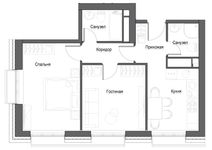 Планировка 2-комнатной квартиры, 55 м2
