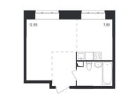 Планировка квартиры студии, 29,3 м2