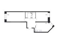 Планировка 2-комнатной квартиры, 55 м2