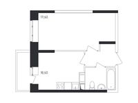 Планировка 1-комнатной квартиры, 37,1 м2