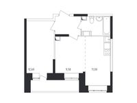 Планировка 2-комнатной квартиры, 43,85 м2