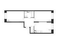 Планировка 2-комнатной квартиры, 57,5 м2