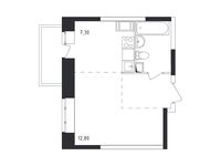 Планировка квартиры студии, 29,8 м2
