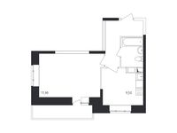 Планировка 1-комнатной квартиры, 41,3 м2