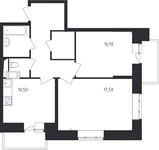 Планировка 2-комнатной квартиры, 58,6 м2