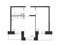 Планировка 2-комнатной квартиры, 58,65 м2