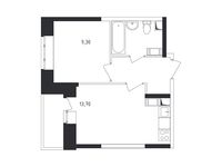 Планировка 1-комнатной квартиры, 33,4 м2
