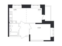 Планировка 2-комнатной квартиры, 39,3 м2