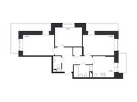 Планировка 3-комнатной квартиры, 74,4 м2