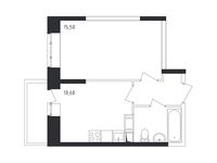 Планировка 1-комнатной квартиры, 34,6 м2