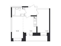Планировка 2-комнатной квартиры, 43,95 м2