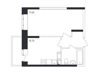 Планировка 1-комнатной квартиры, 37,2 м2