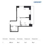 Планировка 1-комнатной квартиры, 40,6 м2