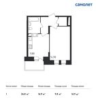 Планировка 1-комнатной квартиры, 36,8 м2