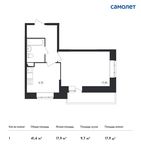Планировка 1-комнатной квартиры, 41,4 м2