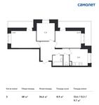 Планировка 3-комнатной квартиры, 68 м2