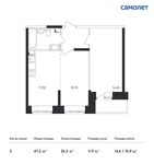 Планировка 2-комнатной квартиры, 47,2 м2