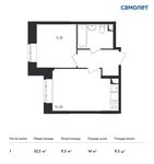 Планировка 1-комнатной квартиры, 32,5 м2