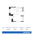 Планировка 1-комнатной квартиры, 33,4 м2
