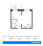 Планировка квартиры студии, 30,4 м2
