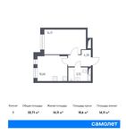 Планировка 1-комнатной квартиры, 32,71 м2
