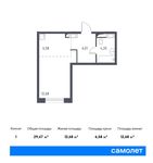 Планировка 1-комнатной квартиры, 29,47 м2