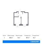 Планировка 1-комнатной квартиры, 33,8 м2