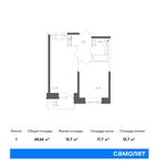 Планировка 1-комнатной квартиры, 40,65 м2