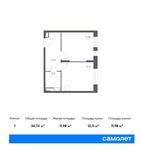 Планировка 1-комнатной квартиры, 34,74 м2