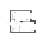 Планировка 2-комнатной квартиры, 33,98 м2