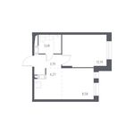 Планировка 2-комнатной квартиры, 34,51 м2