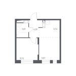 Планировка 2-комнатной квартиры, 34,43 м2