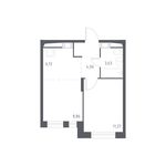 Планировка 2-комнатной квартиры, 34,05 м2