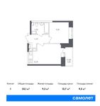 Планировка 1-комнатной квартиры, 33,1 м2