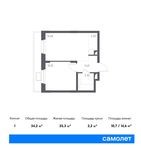 Планировка 1-комнатной квартиры, 34,2 м2