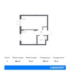 Планировка 1-комнатной квартиры, 34,1 м2