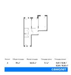 Планировка 4-комнатной квартиры, 78 м2