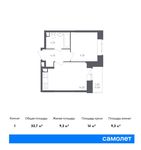 Планировка 1-комнатной квартиры, 33,7 м2