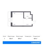 Планировка квартиры студии, 21,6 м2