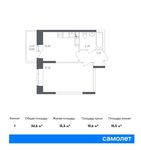 Планировка 1-комнатной квартиры, 34,6 м2
