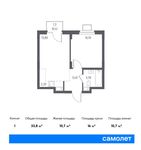 Планировка 1-комнатной квартиры, 33,8 м2