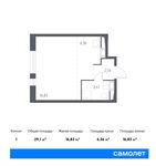 Планировка квартиры студии, 29,1 м2